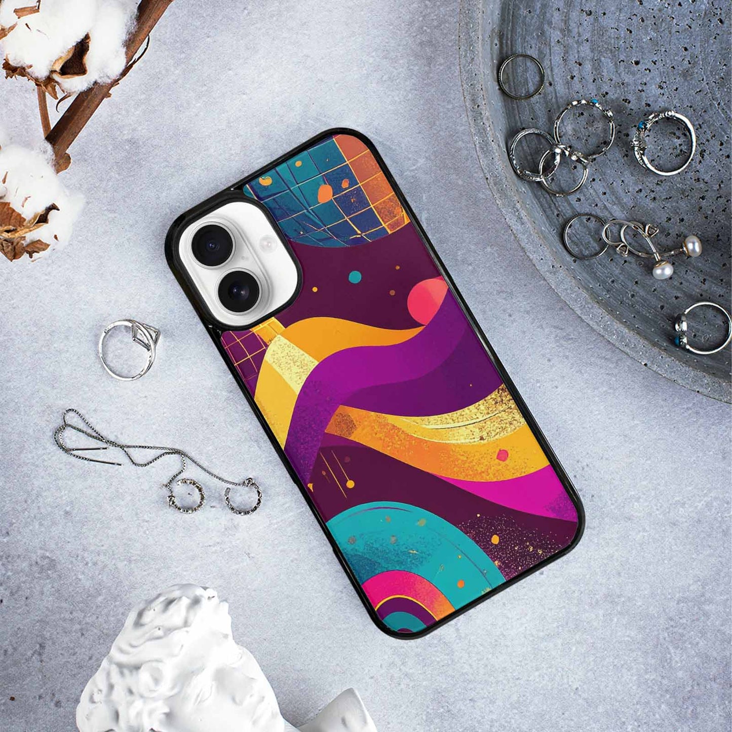 iPhone 16 Plus Case — 1970s Disco Art Pattern, Custom Print Case Cover