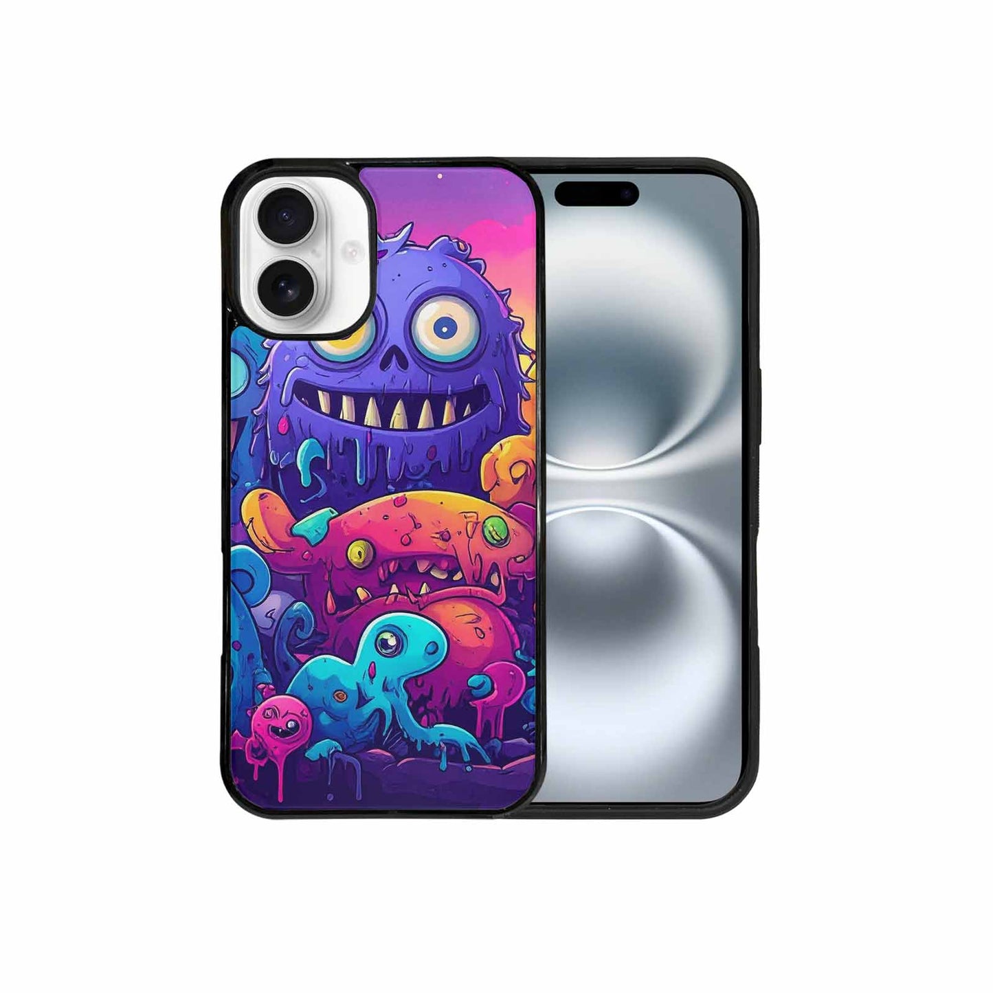 iPhone 16 Plus Case — Overlapping Endlessly No Empty Space Monsters, Custom Made Phone Cover