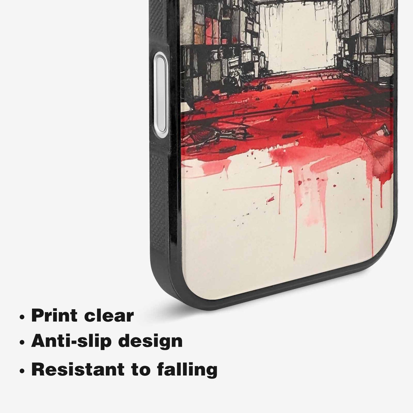 iPhone 16 Plus Case — Liminal Space Fragment Black Red Ink, Personalized Phone Case