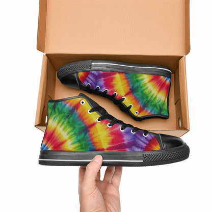 WOMEN'S Tie Dye Rainbow Spiral High Top Canvas Vivid Sneakers