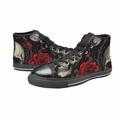 MEN'S Gothic Skulls Roses High Top Canvas Cottagecore Shoes