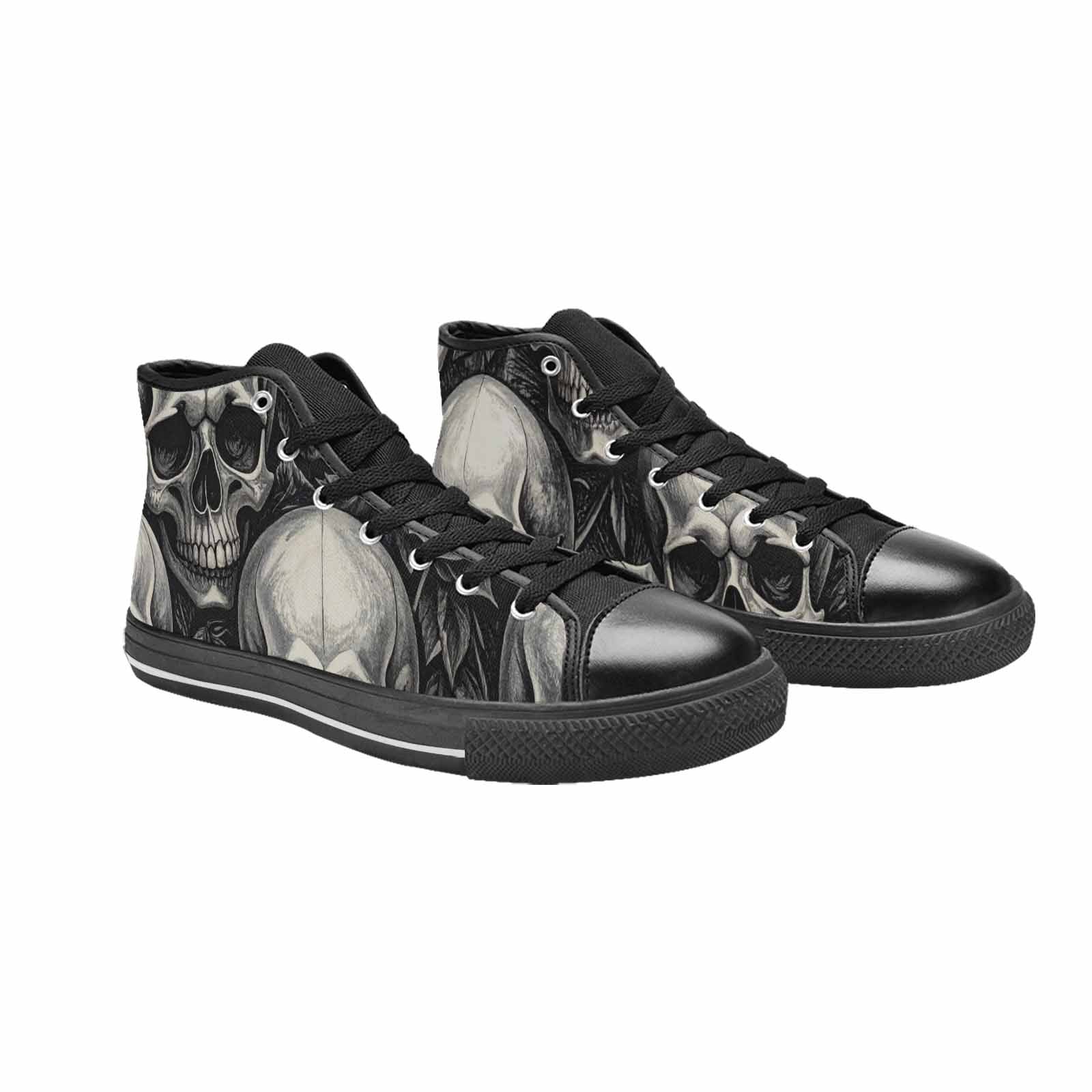 MEN'S Skulls Roses Black Ink High Top Canvas Dreamcore Sneakers