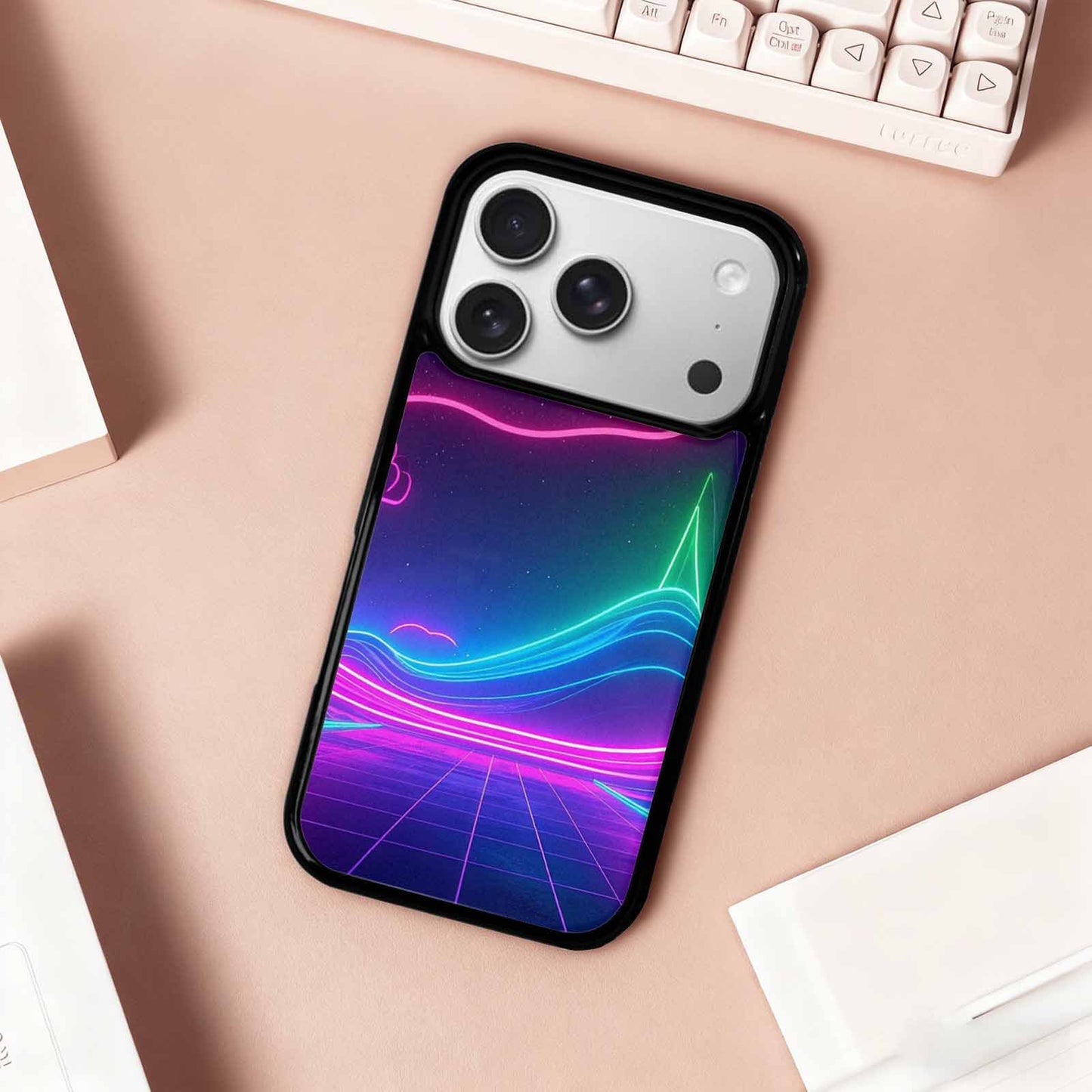 iPhone 17 Pro Case — Neon Cartoon Art Pattern Retro Vintage, Custom Phone Case