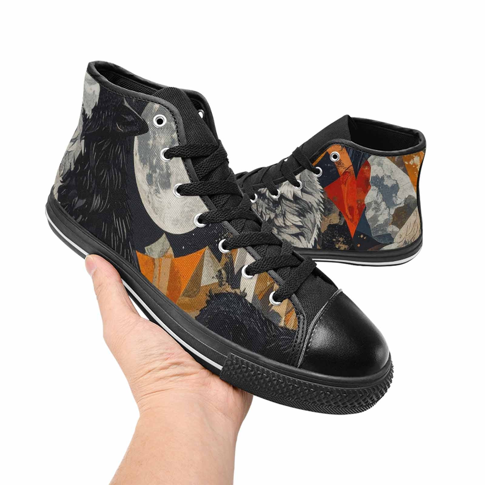 MEN'S Wolf Silhouette Moon High Top Canvas Aesthetic Sneakers