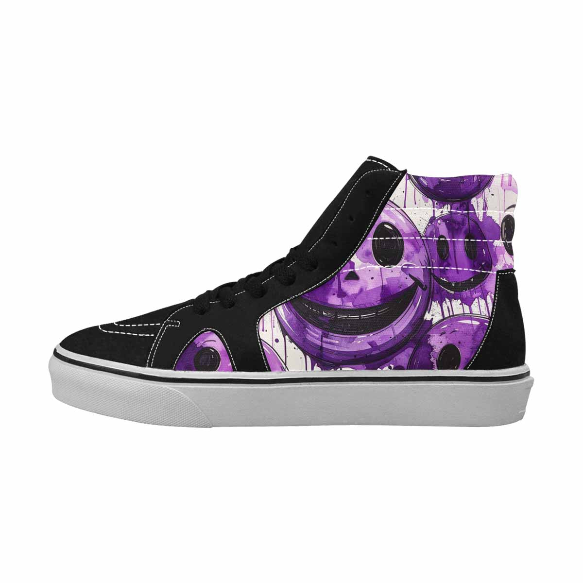 MEN'S Melting Moon Smiley High Top Canvas Grunge Custom Shoes