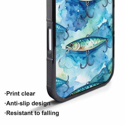iPhone 17 Pro Case — Fishing Lure And Hook Pattern Watercolor, Unique Phone Case Design