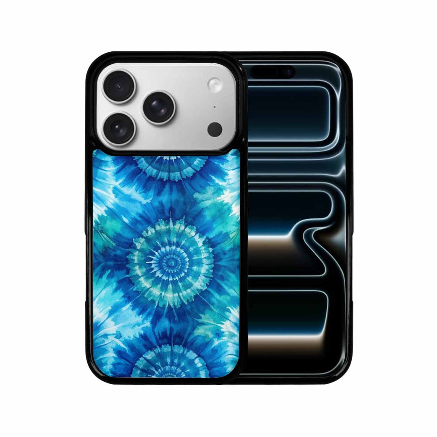 iPhone 17 Pro Case — Tie Dye Ocean Blues Blended Tie, Custom Made Phone Cover