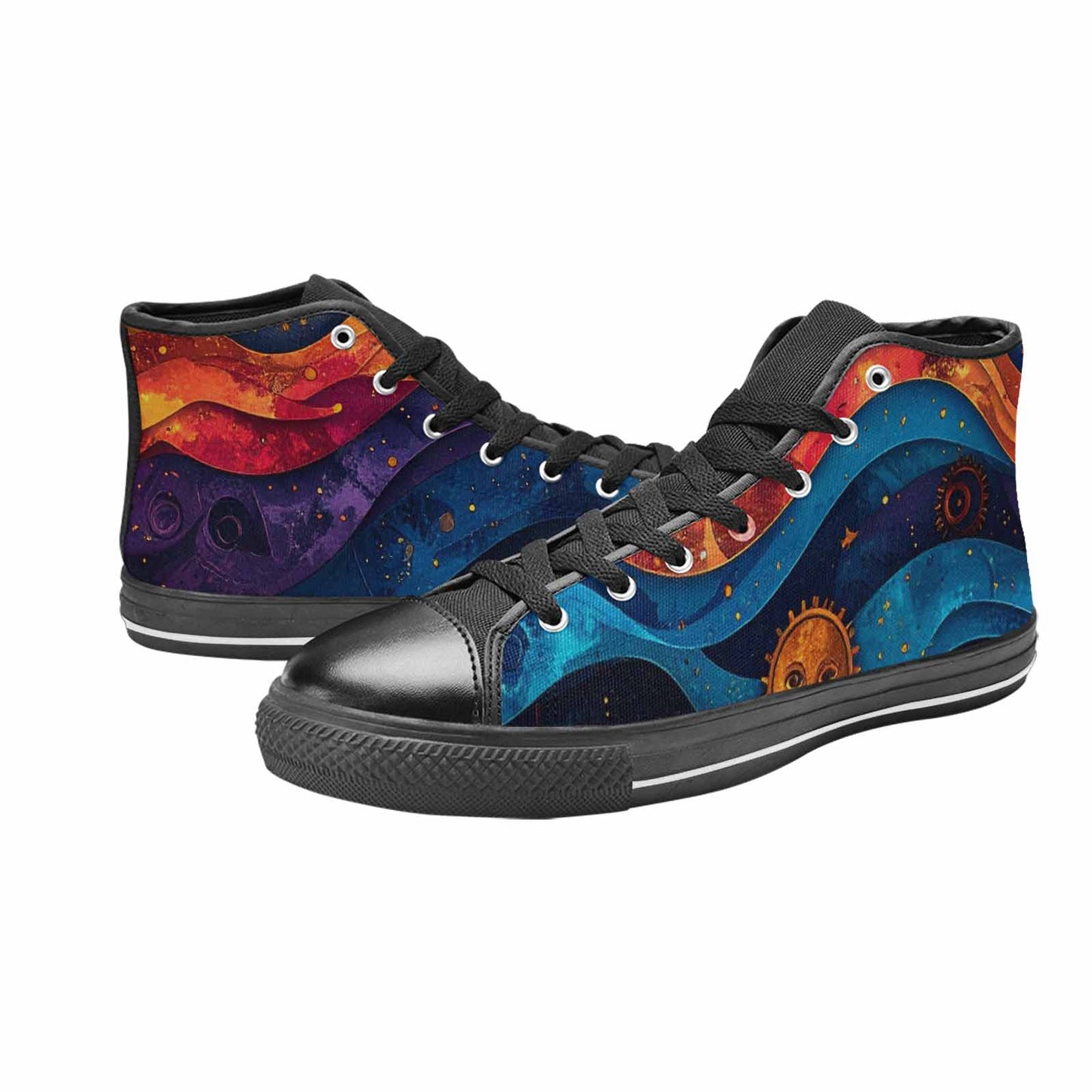WOMEN'S Steampunk Galaxy High Top Canvas Surreal Sneakers