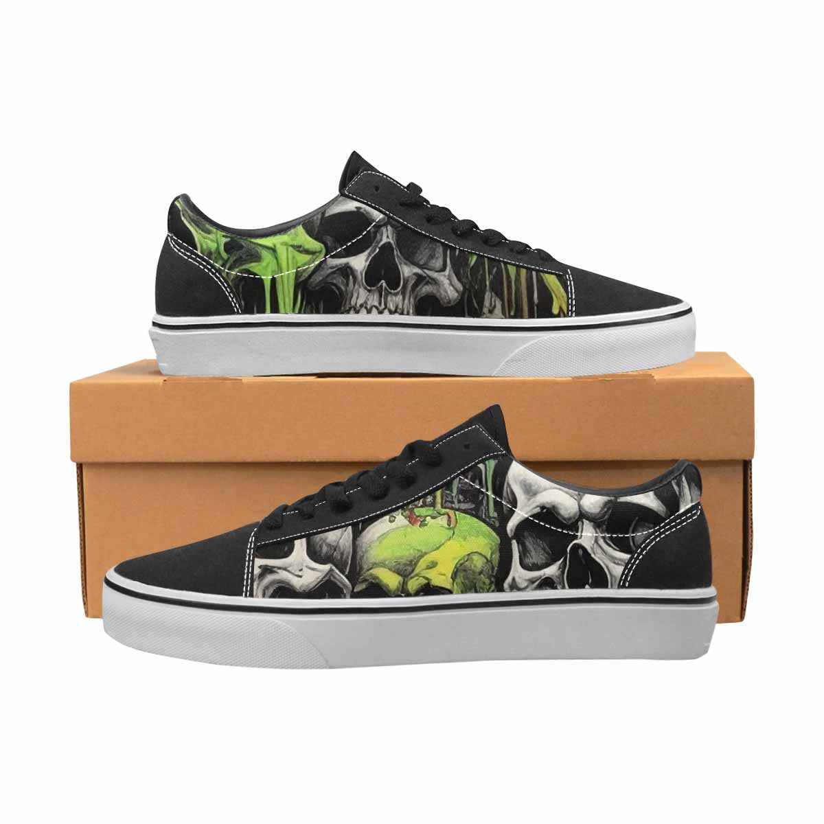 WOMEN'S Rainbow From Skull S Lace-Up Canvas Vibrant Chaos Sneakers