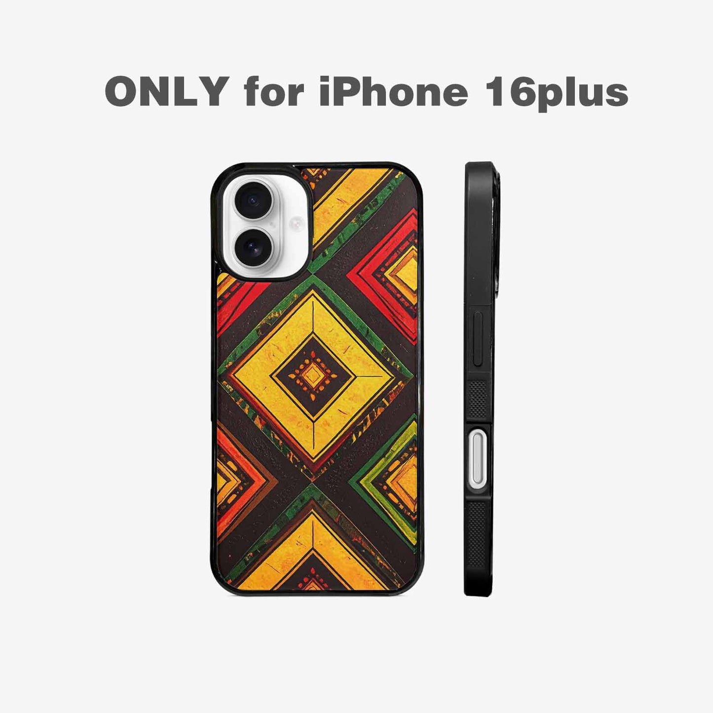 iPhone 16 Plus Case — African Kente Cloth Inspired Pattern Geometric, Custom Print Case Cover