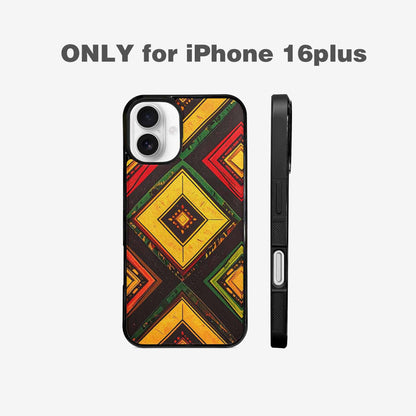 iPhone 16 Plus Case — African Kente Cloth Inspired Pattern Geometric, Custom Print Case Cover