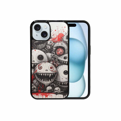 iPhone 15 Case — Multi Eye Monster Black Red Ink, Unique Phone Case Design