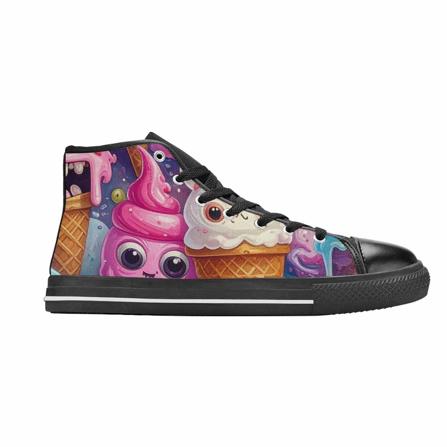 MEN'S Melting Icecream Cone Monster High Top Canvas Surreal Sneakers