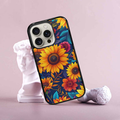 iPhone 16 Pro Case — Sunflower Skulls Print Custom, Custom Phone Case