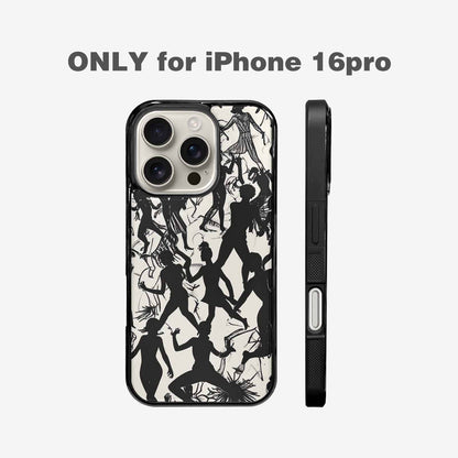 iPhone 16 Pro Case — Bold Dancing Figure Line Art Pattern, Custom Print Case Cover