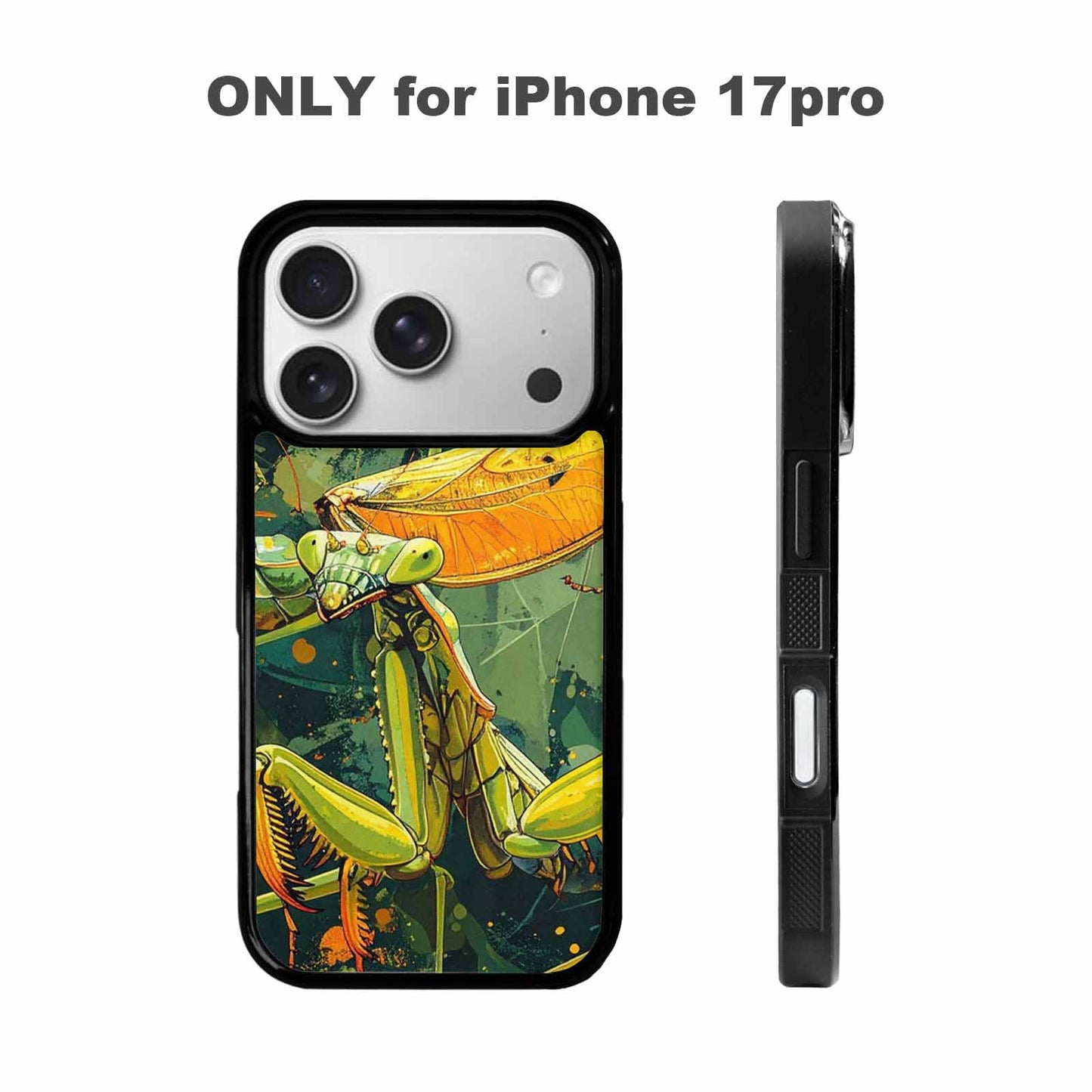 iPhone 17 Pro Case — Hand Drawn Entomology Praying Original Art, Custom Made Phone Cover