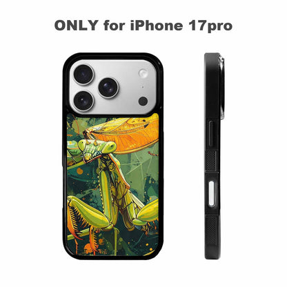 iPhone 17 Pro Case — Hand Drawn Entomology Praying Original Art, Custom Made Phone Cover