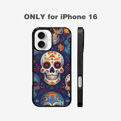 iPhone 16 Case — Day Dead Sugar Skull Art 100s, Customized Protective Case