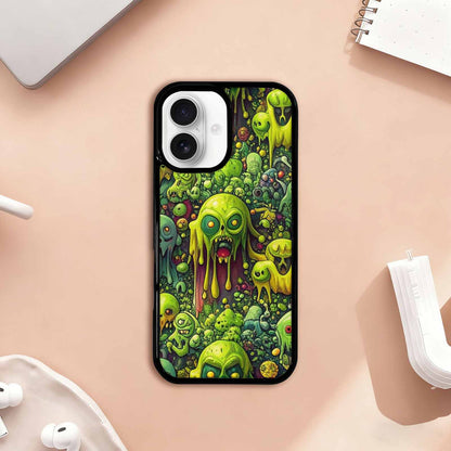 iPhone 17 Case — Toxic Radioactive Creature Pattern Original Art, Custom Printed Phone Case