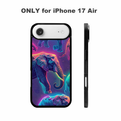 iPhone 17 Air Case — Neon Pizza Elephant Silhouette Original Art, Customized Protective Case