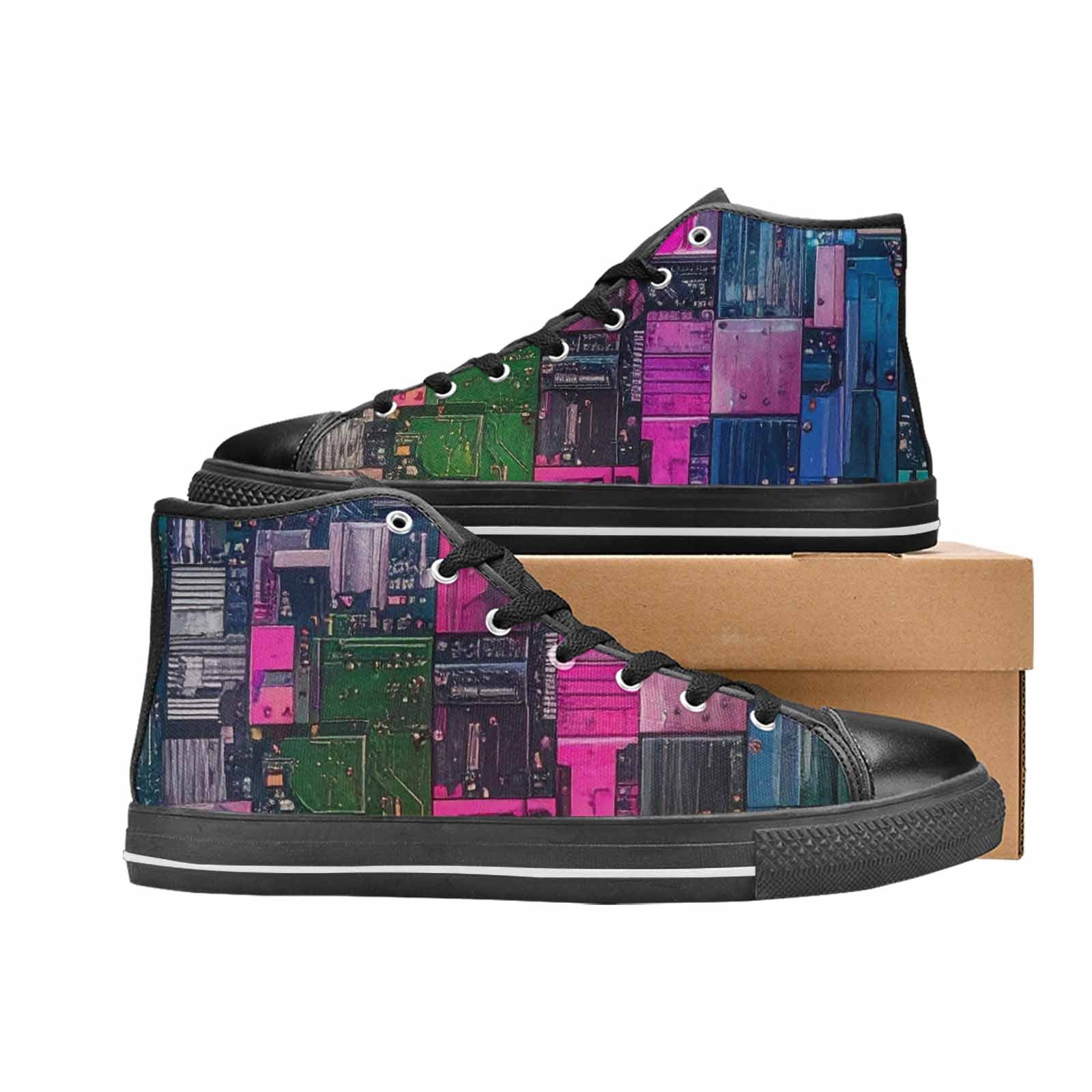 MEN'S Asexual Flag Color High Top Canvas Aesthetic Shoes