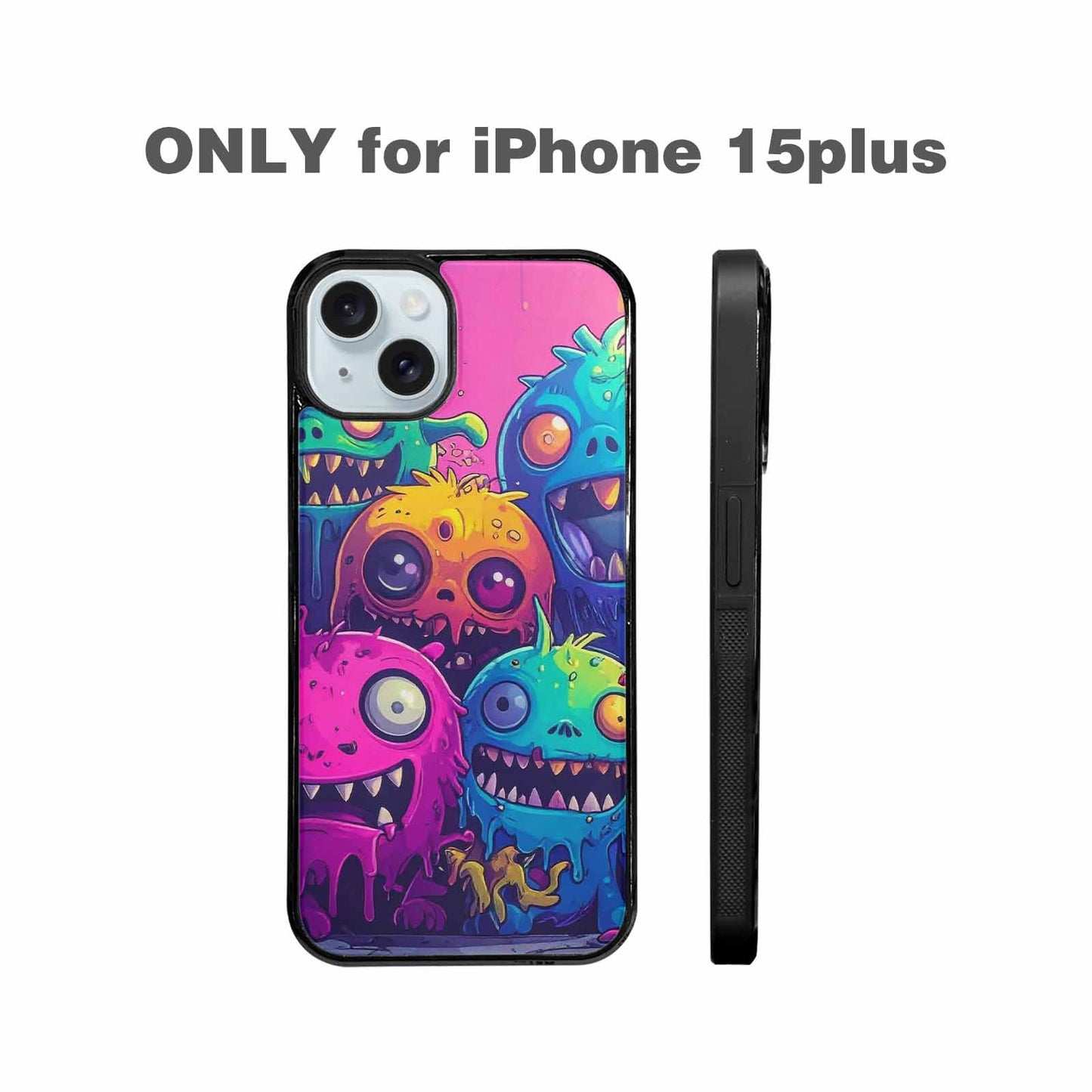 iPhone 15 Plus Case — Overlapping Endlessly No Empty Space Monsters, Custom Printed Phone Case