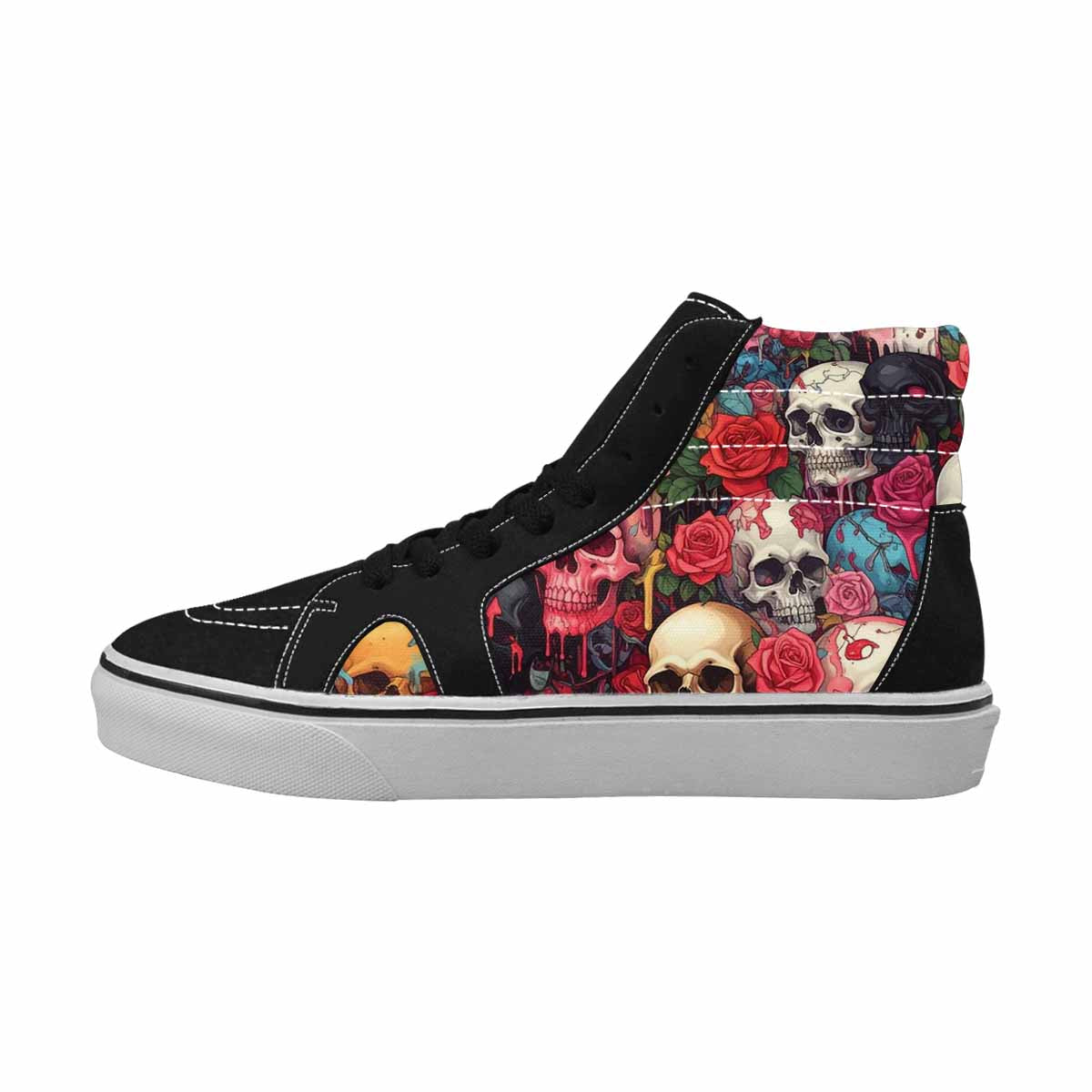 MEN'S Skulls Roses Skulls Roses High Top Canvas Cottagecore Custom Sneakers