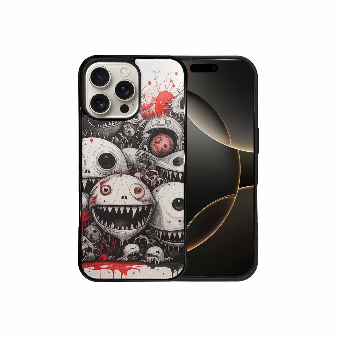 iPhone 16 Pro Max Case — Multi Eye Monster Black Red Ink, Custom Print Case Cover