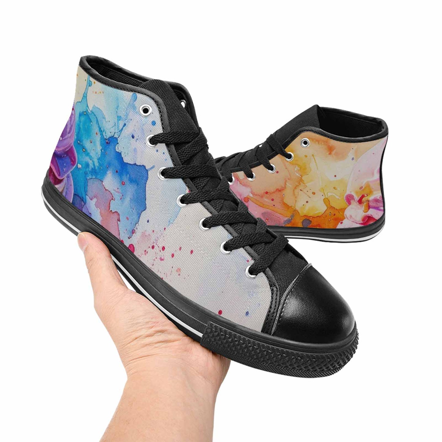 WOMEN'S Melting Icecream Collage High Top Canvas Wallpaper Art Shoes