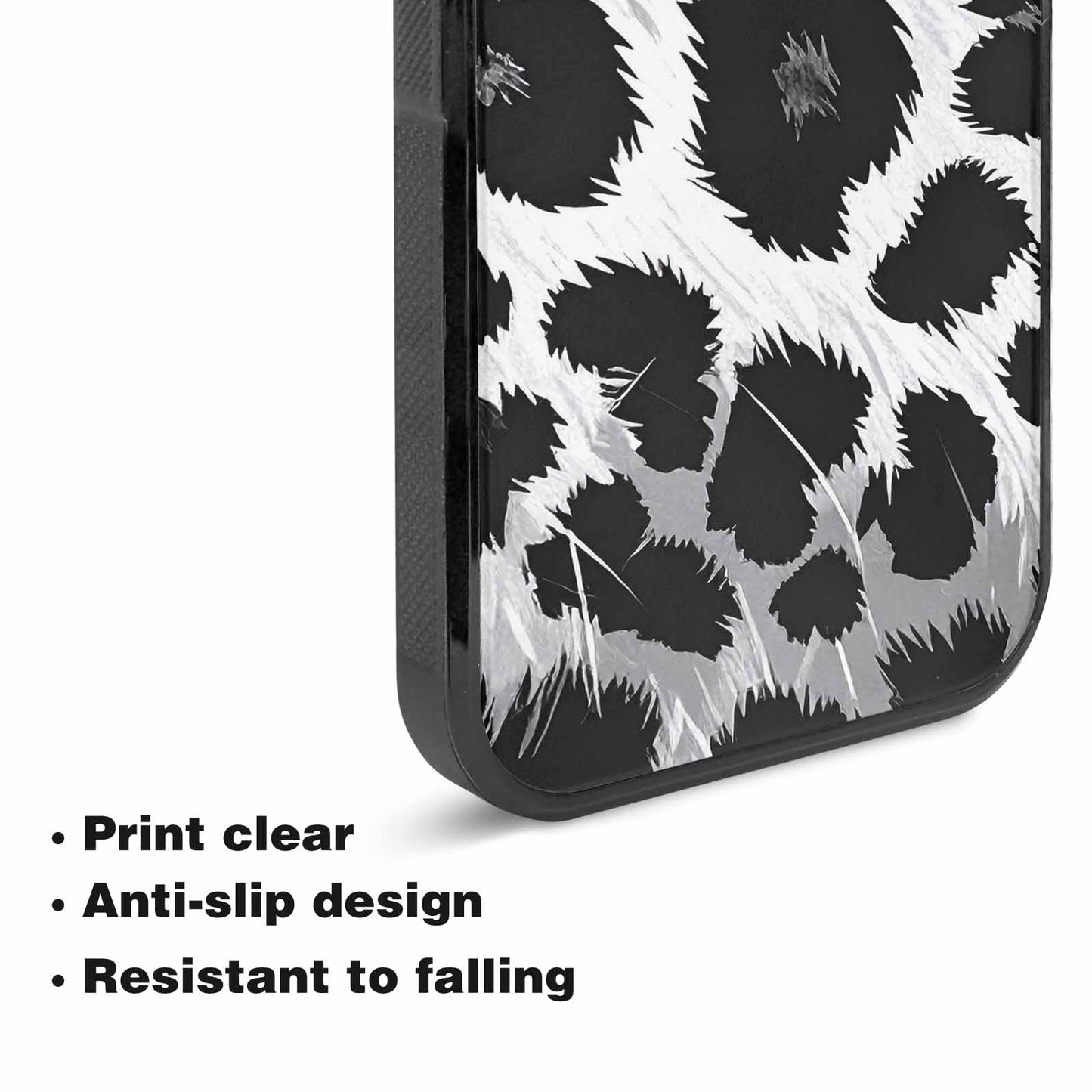 iPhone 15 Plus Case — Leopard Print Black And White Style, Unique Phone Case Design