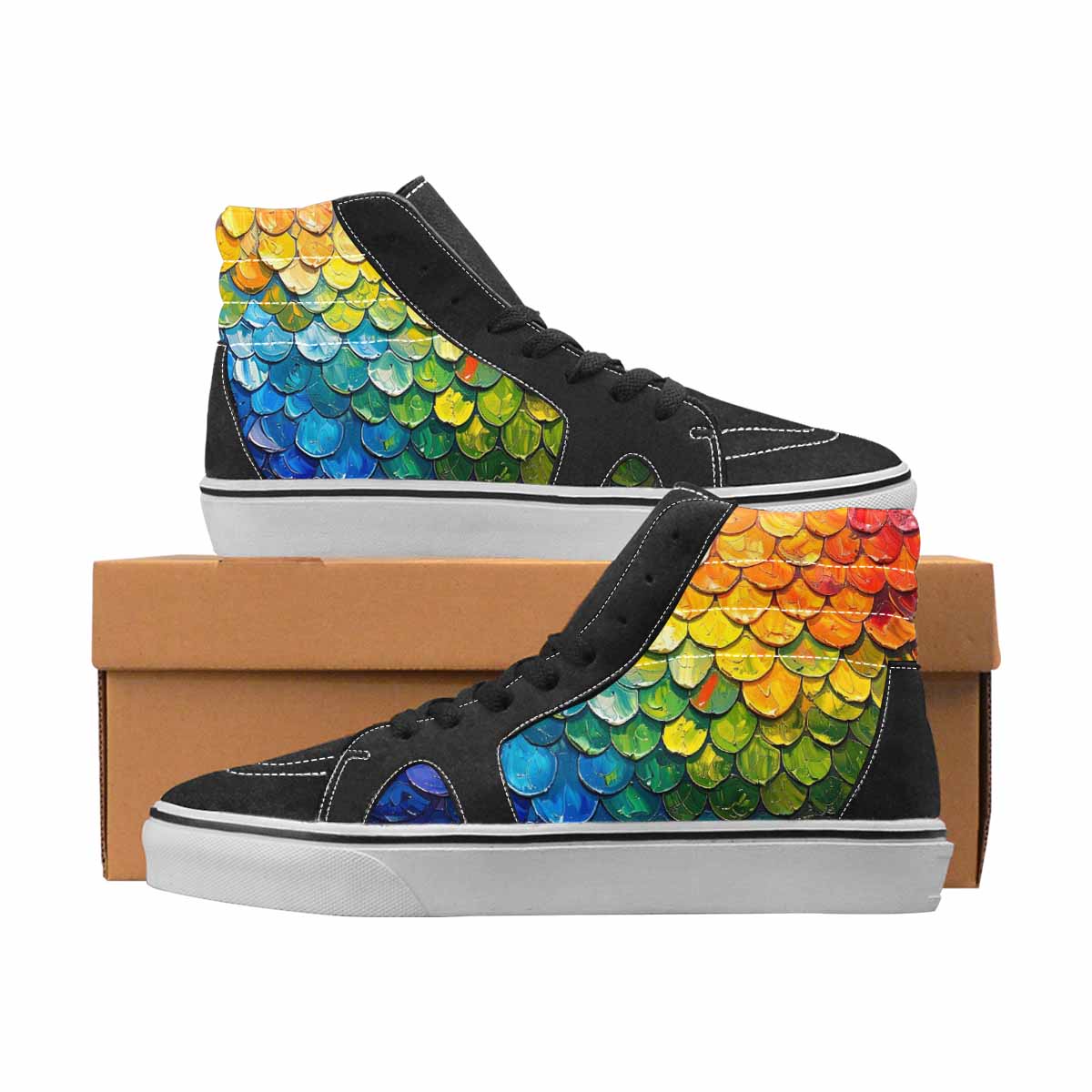 WOMEN'S Reptile Full Color High Top Canvas Graphic Print Vivid Customized Sneakers
