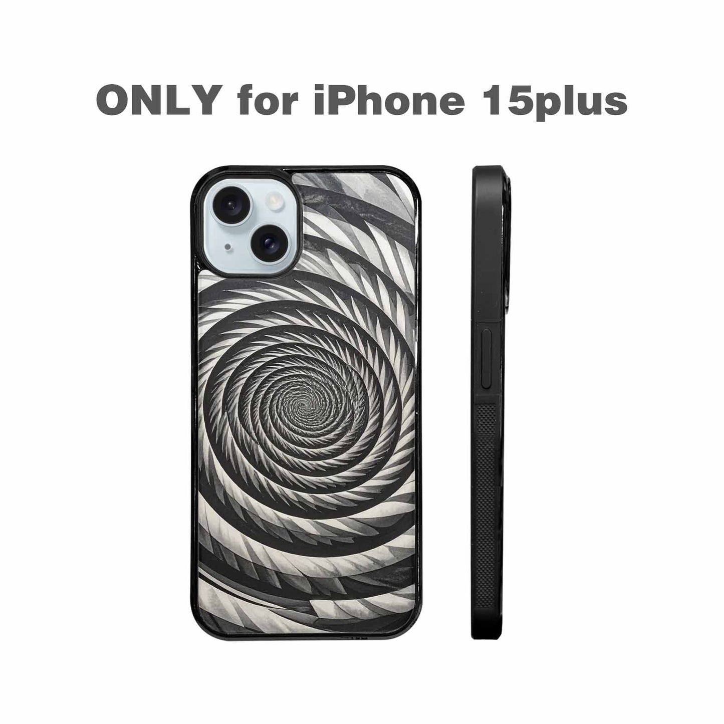 iPhone 15 Plus Case — Hypnotic Spiral Optical Illusion Motif High, Custom Made Phone Cover