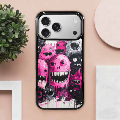iPhone 17 Pro Max Case — Black &amp; Pink Ink Cartoon Cute, Original Design Phone Case