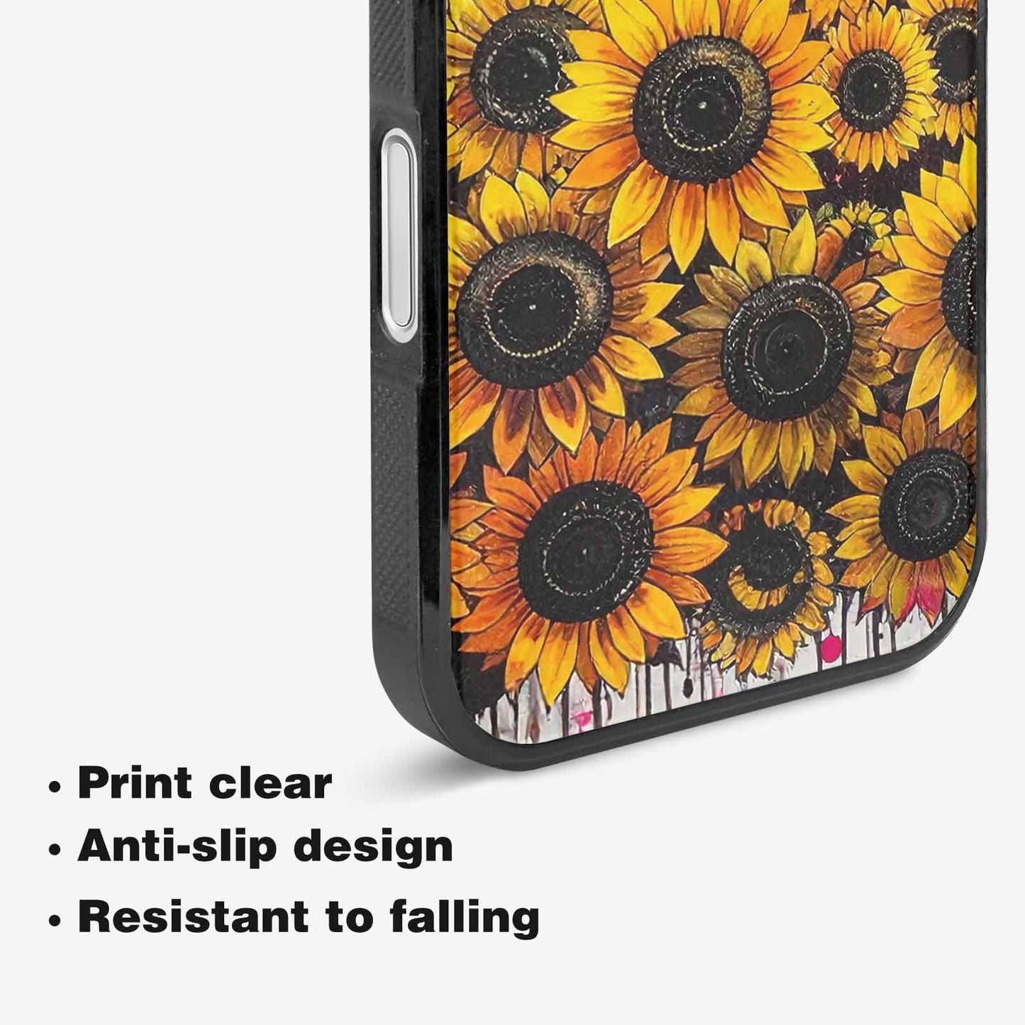 iPhone 16 Plus Case — Sunflower Burst Black Pink Ink Sunflowers, Custom Art Phone Cover
