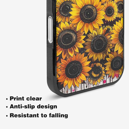 iPhone 16 Plus Case — Sunflower Burst Black Pink Ink Sunflowers, Custom Art Phone Cover