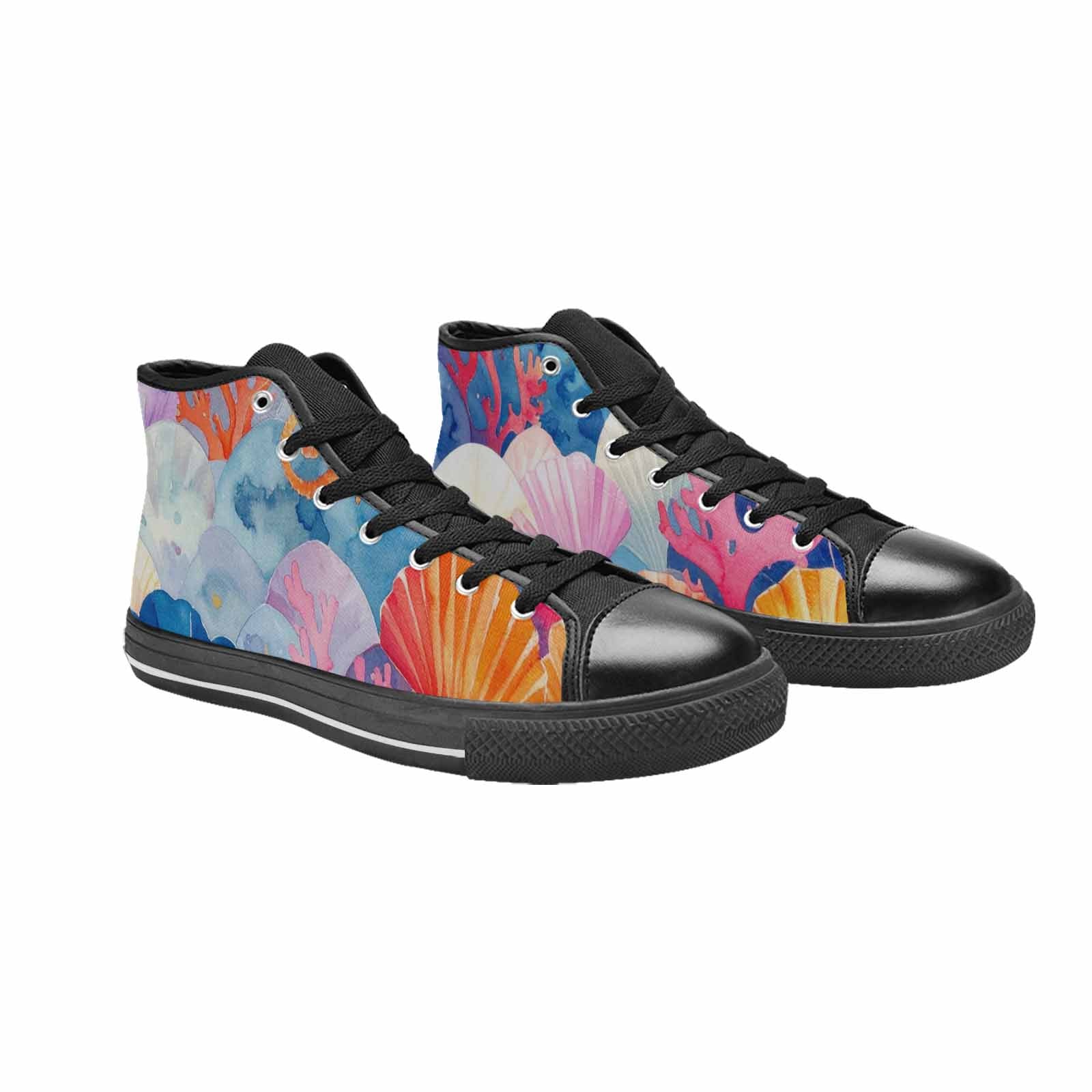 MEN'S Fish Scale Coral High Top Canvas Vibrant Chaos Sneakers