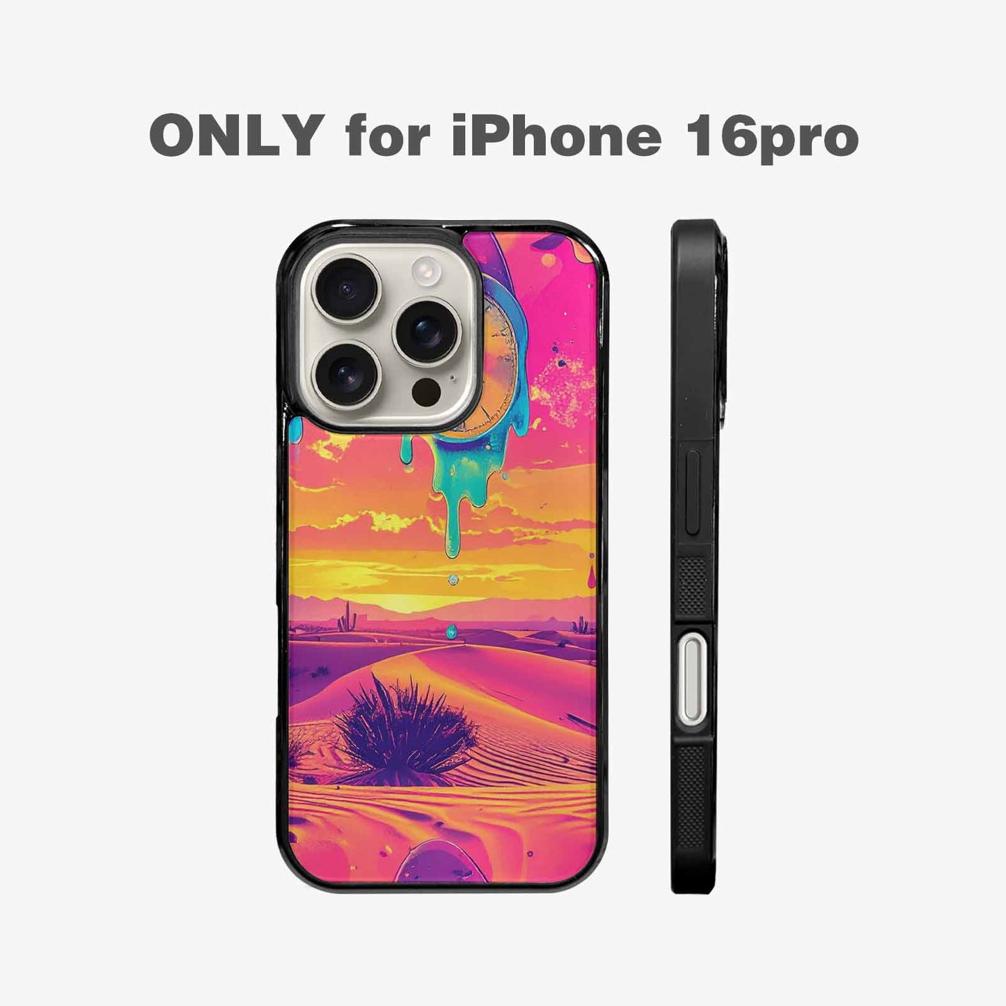 iPhone 16 Pro Case — Surrealist Dreamscape Pattern Melting Clocks Desert, Custom Art Phone Cover