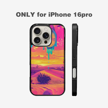 iPhone 16 Pro Case — Surrealist Dreamscape Pattern Melting Clocks Desert, Custom Art Phone Cover