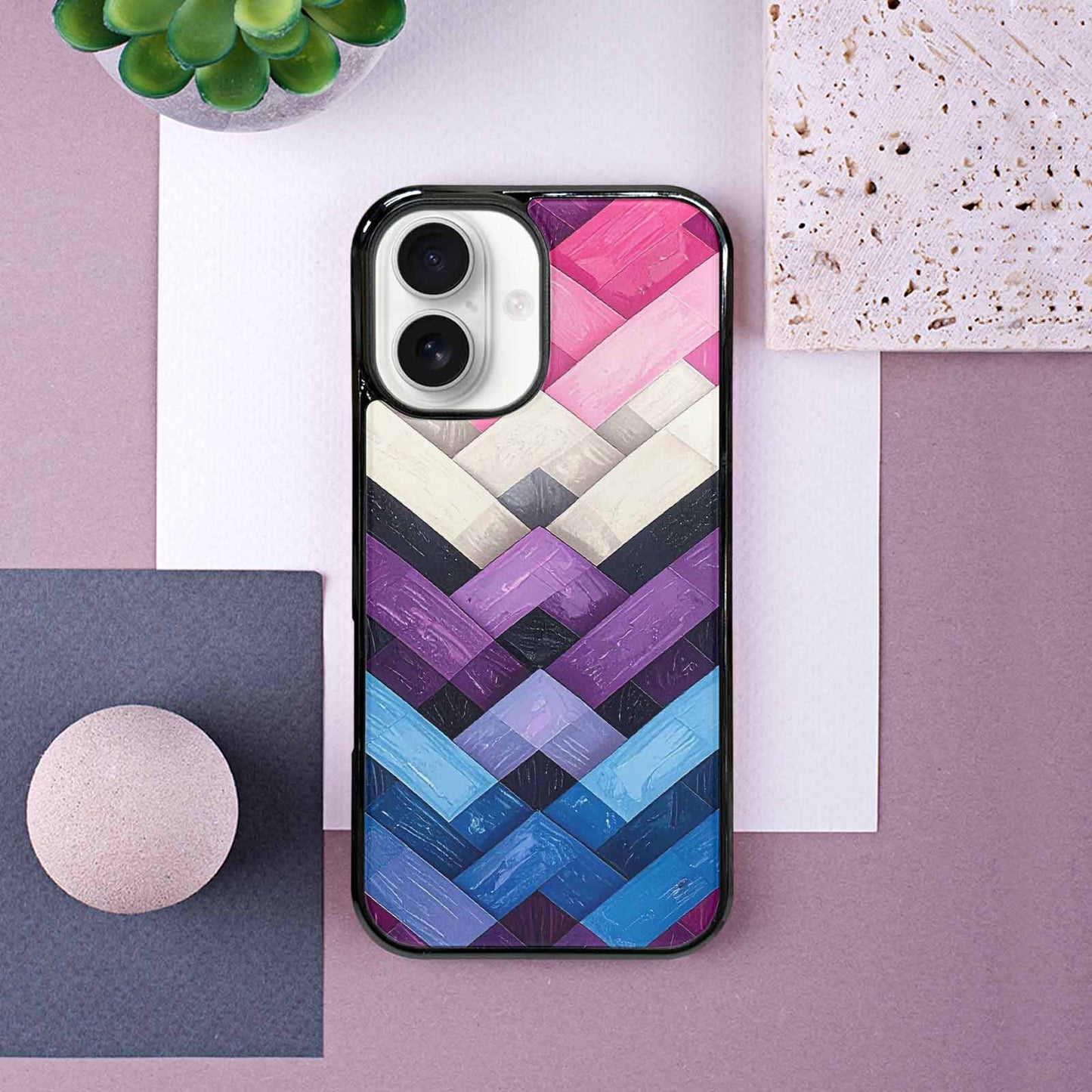 iPhone 16 Case — Genderfluid Flag Color Theme Small Rainbow, Unique Phone Case Design