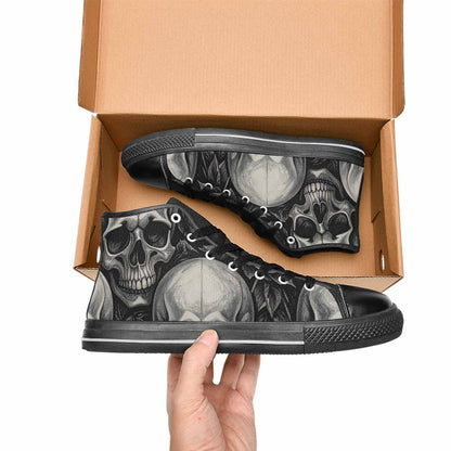 WOMEN'S Skulls Roses Black Ink High Top Canvas Aesthetic Custom Shoes