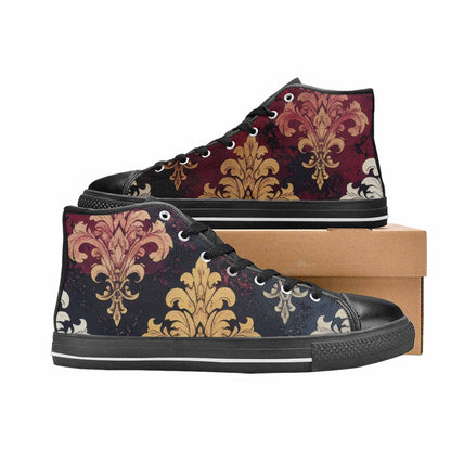 MEN'S Damask Ornamental Wallpaper High Top Canvas Grunge Custom Sneakers