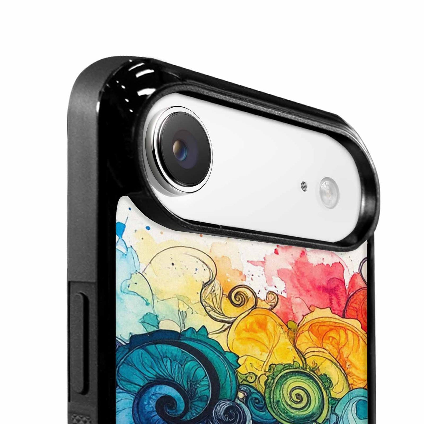 iPhone 17 Air Case — Tie Dye Swirls Black Blue Tie, Custom Printed Phone Case