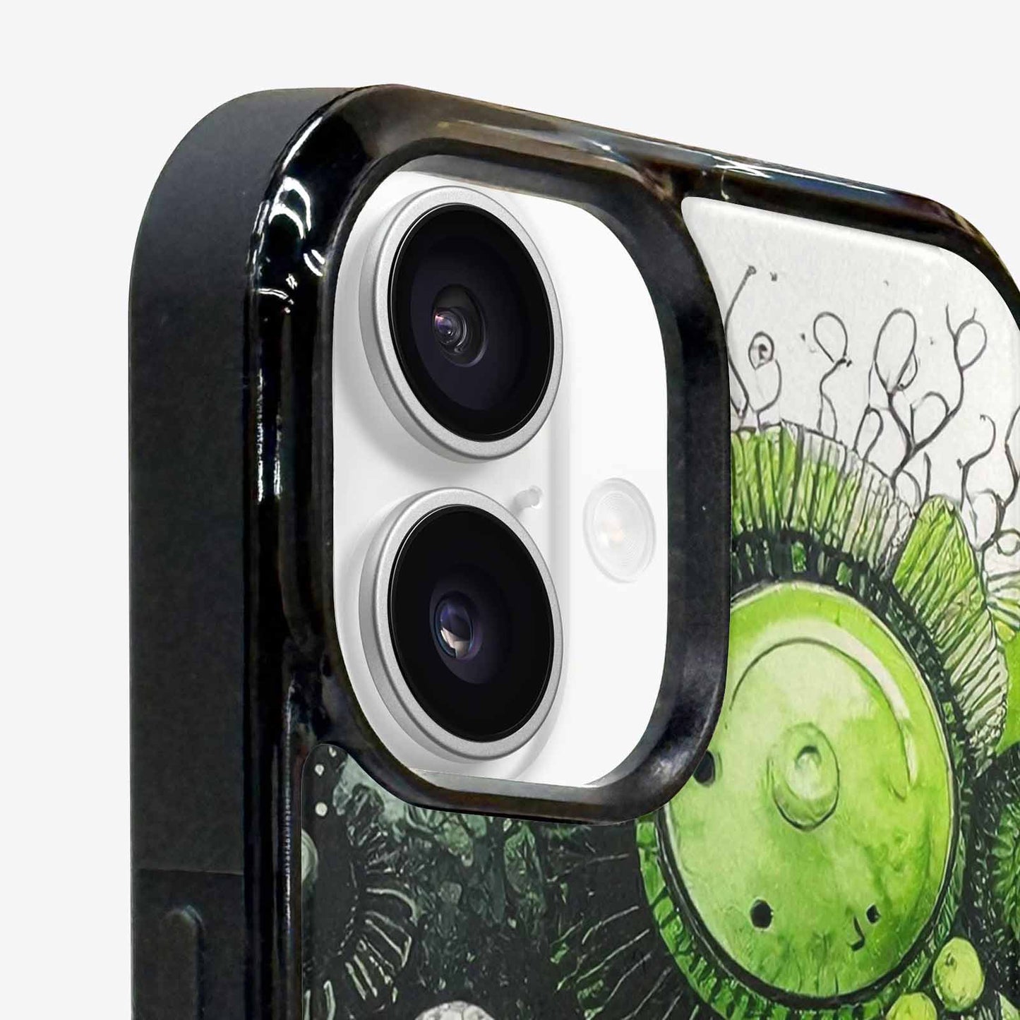 iPhone 16 Plus Case — Sea Creature Burst Black Green Ink, Custom Art Phone Cover