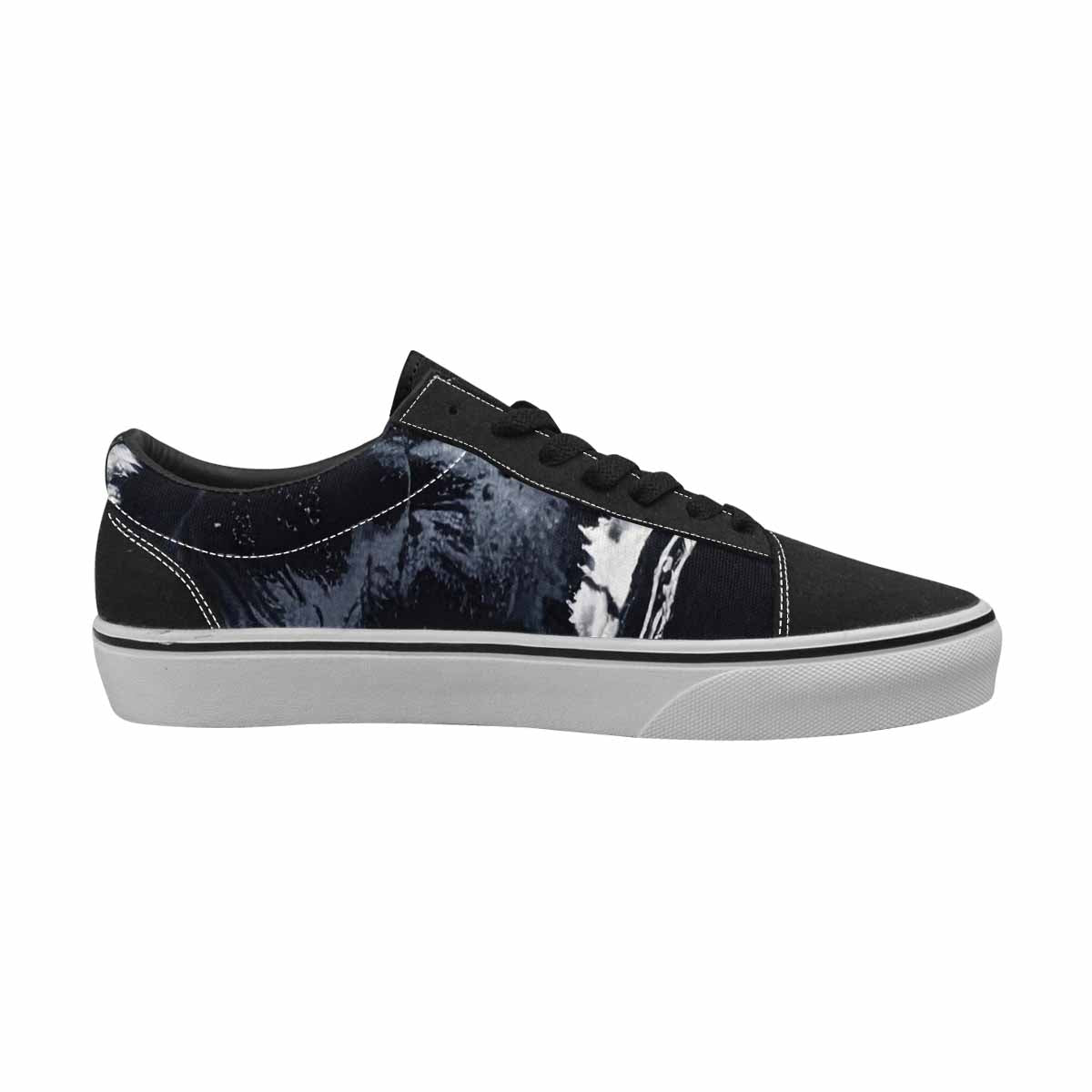 MEN'S Black White Animal Print Canvas Lace-Up Surreal Custom Sneakers