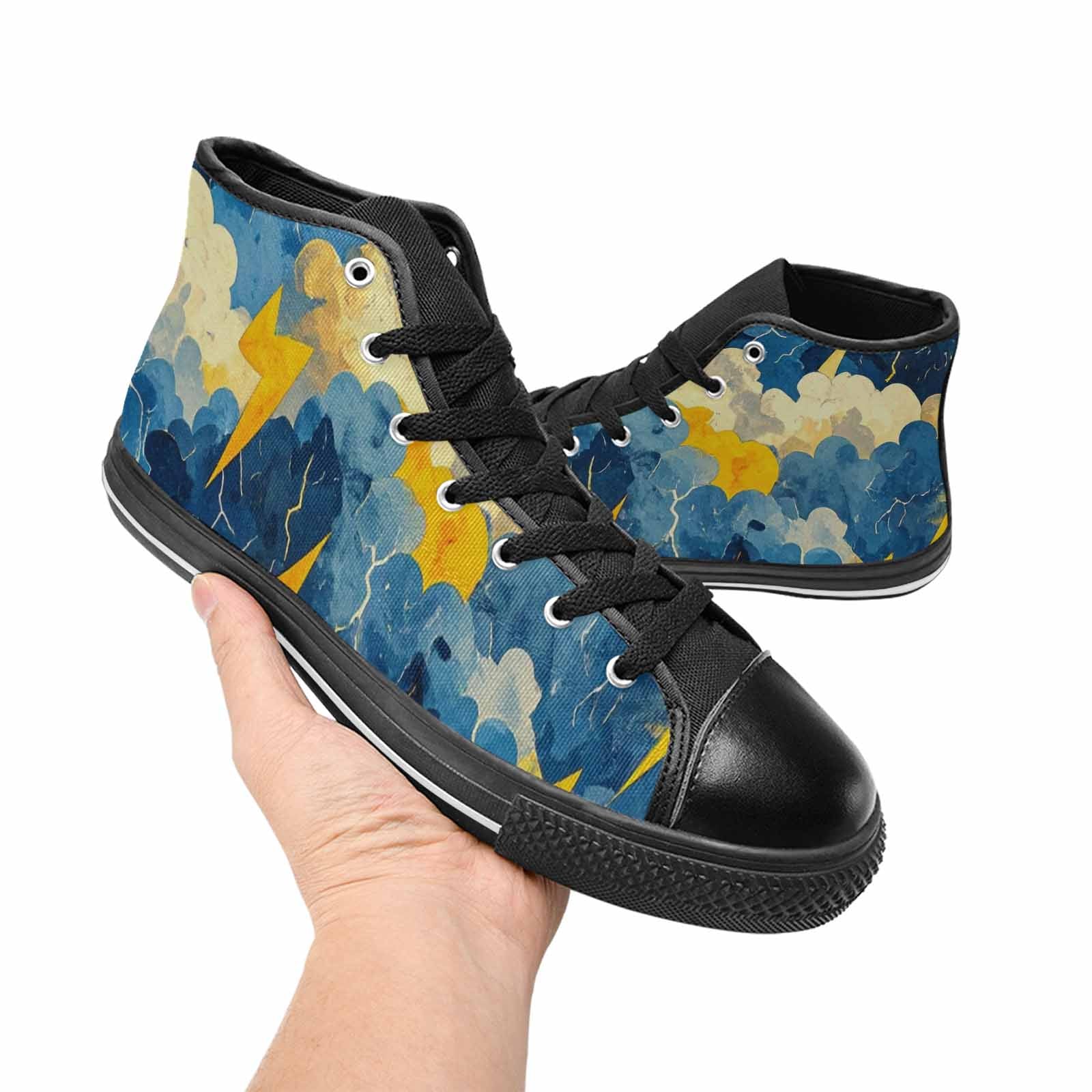 WOMEN'S Lightning Bolt High Top Canvas Surreal Custom Sneakers