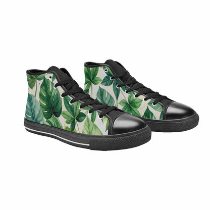 MEN'S Seven-Point Palmate Leaf High Top Canvas Grunge Custom Sneakers