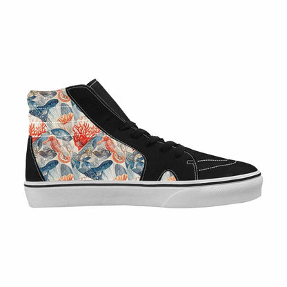WOMEN'S Fish Scale Coral High Top Canvas Vivid Custom Sneakers