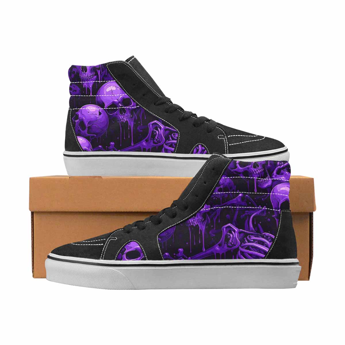 WOMEN'S Skulls High Top Canvas Wearable Art Aesthetic Original Art Sneakers