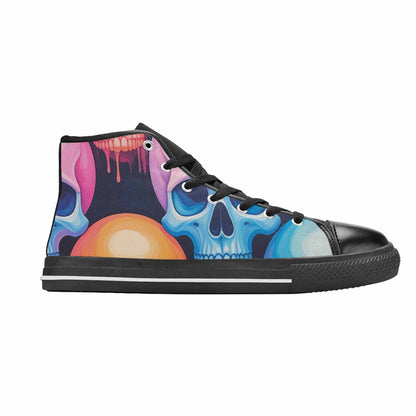 WOMEN'S Dripping Candy Skulls High Top Canvas Grunge Custom Shoes