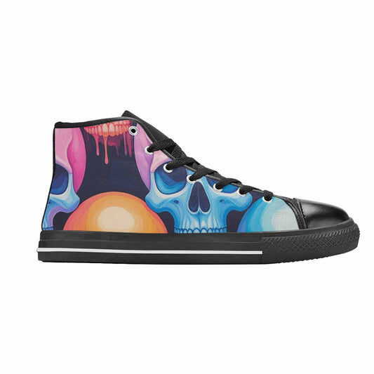 WOMEN'S Dripping Candy Skulls High Top Canvas Grunge Custom Shoes